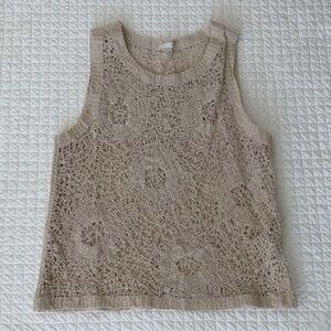 Zara Cream Crochet Sleeveless Top, subtle sparkle throughout